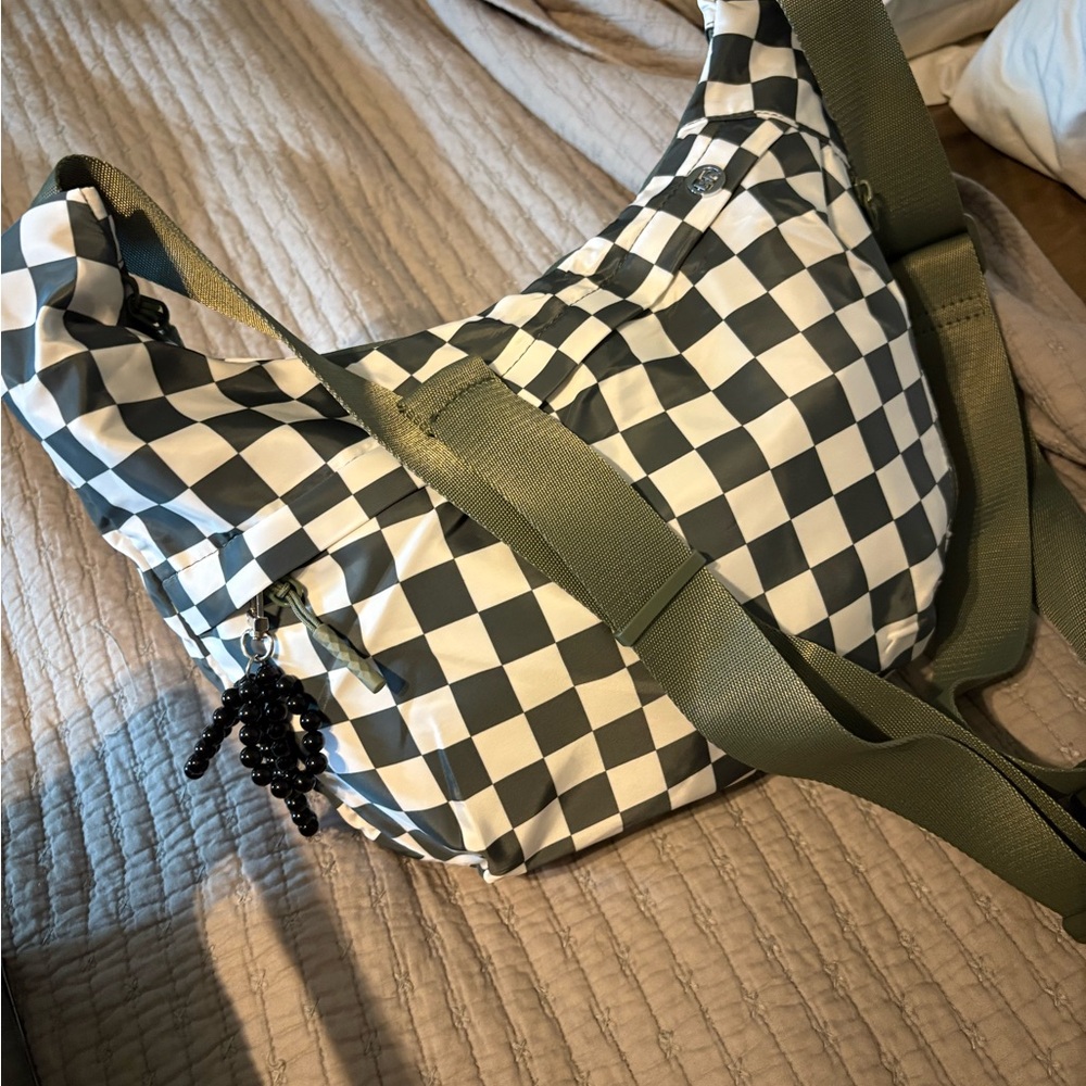 Iris and Rainbow hip hugger bag - Checkered olive crossbody